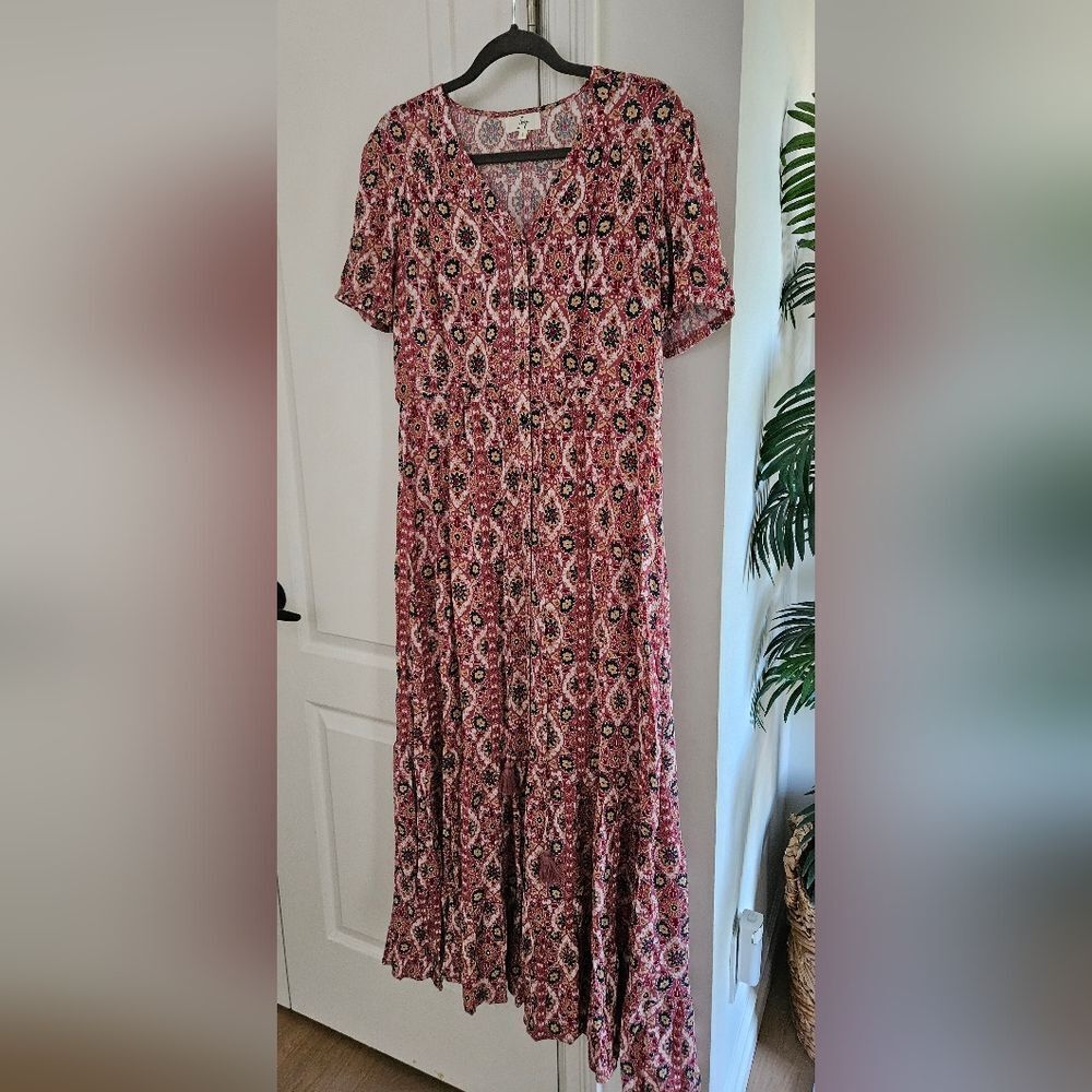 Ivy Floral Boho Pink Maxi Dress